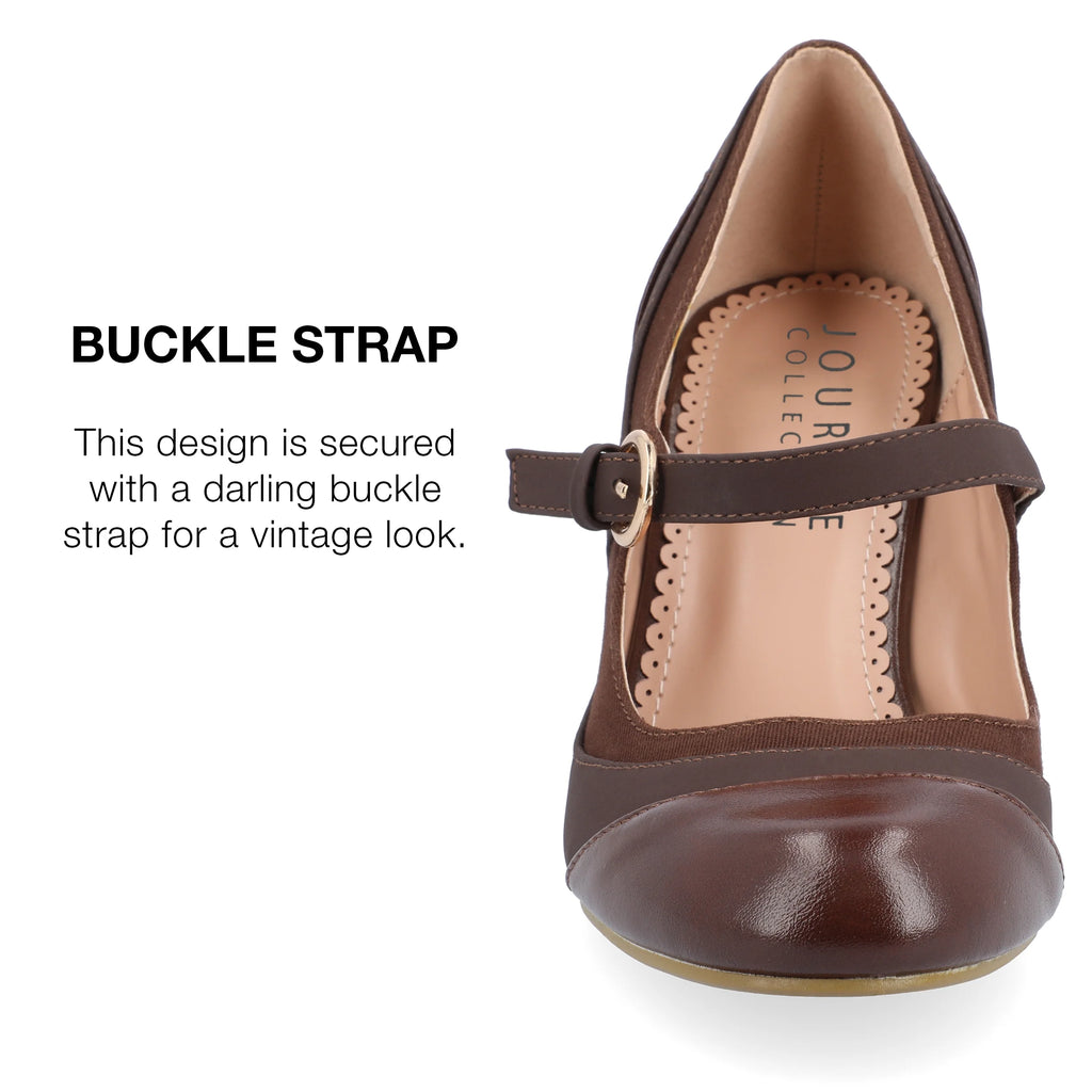 Womens Wide Width Round Toe Block Heel Mary Jane Pumps R444