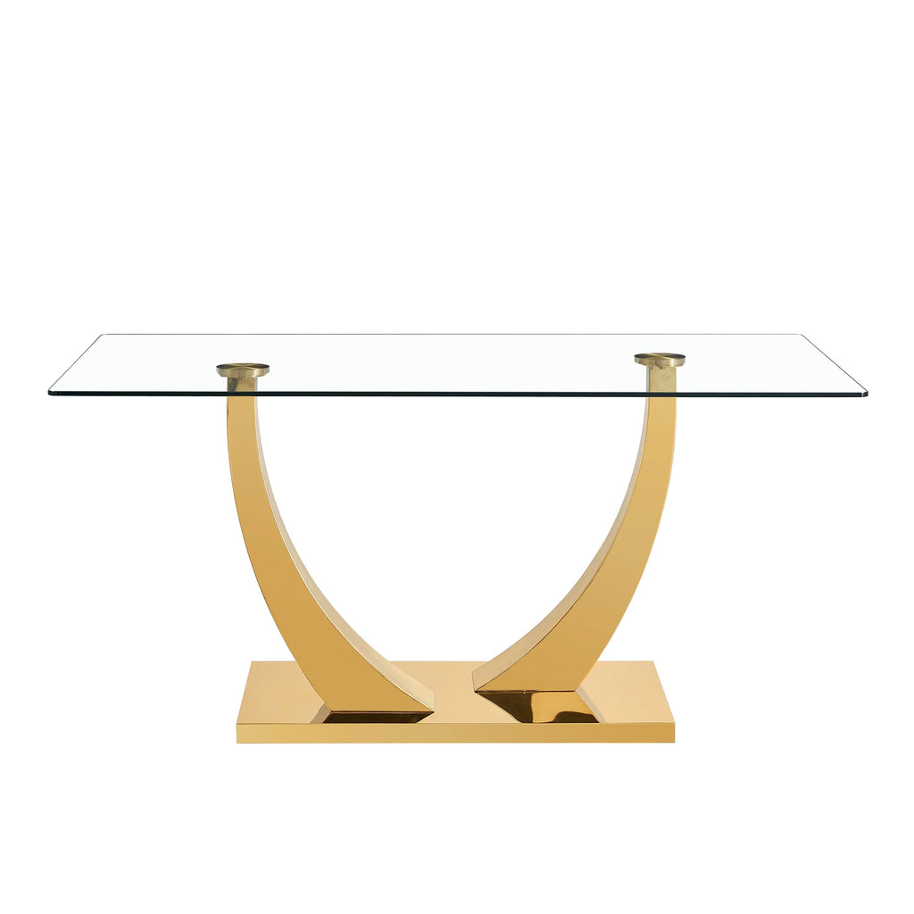 Glass Dining Table with Metal Legs J912