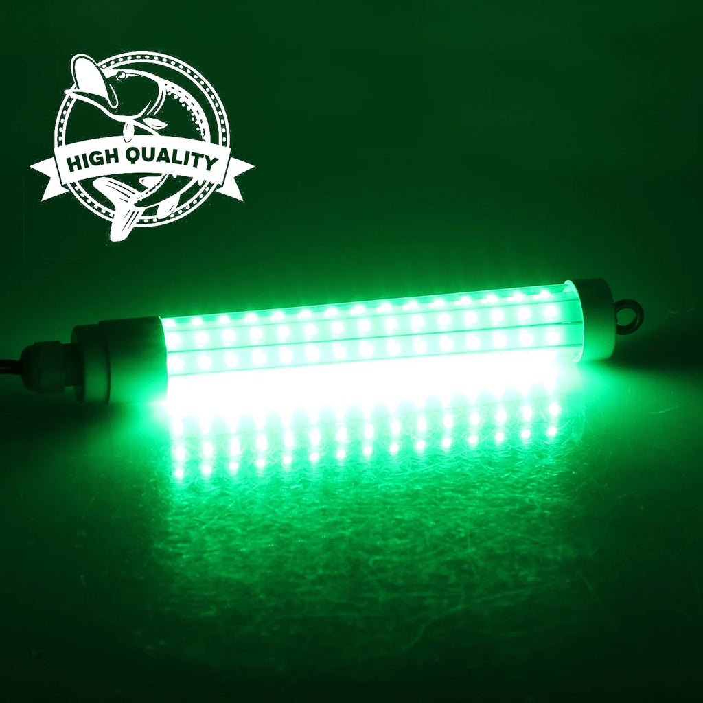 2Pcs Underwater Night Fishing Light, 12V 10.5W 120LED 1000 Lumen Green Submersible Fishing Light Z26877