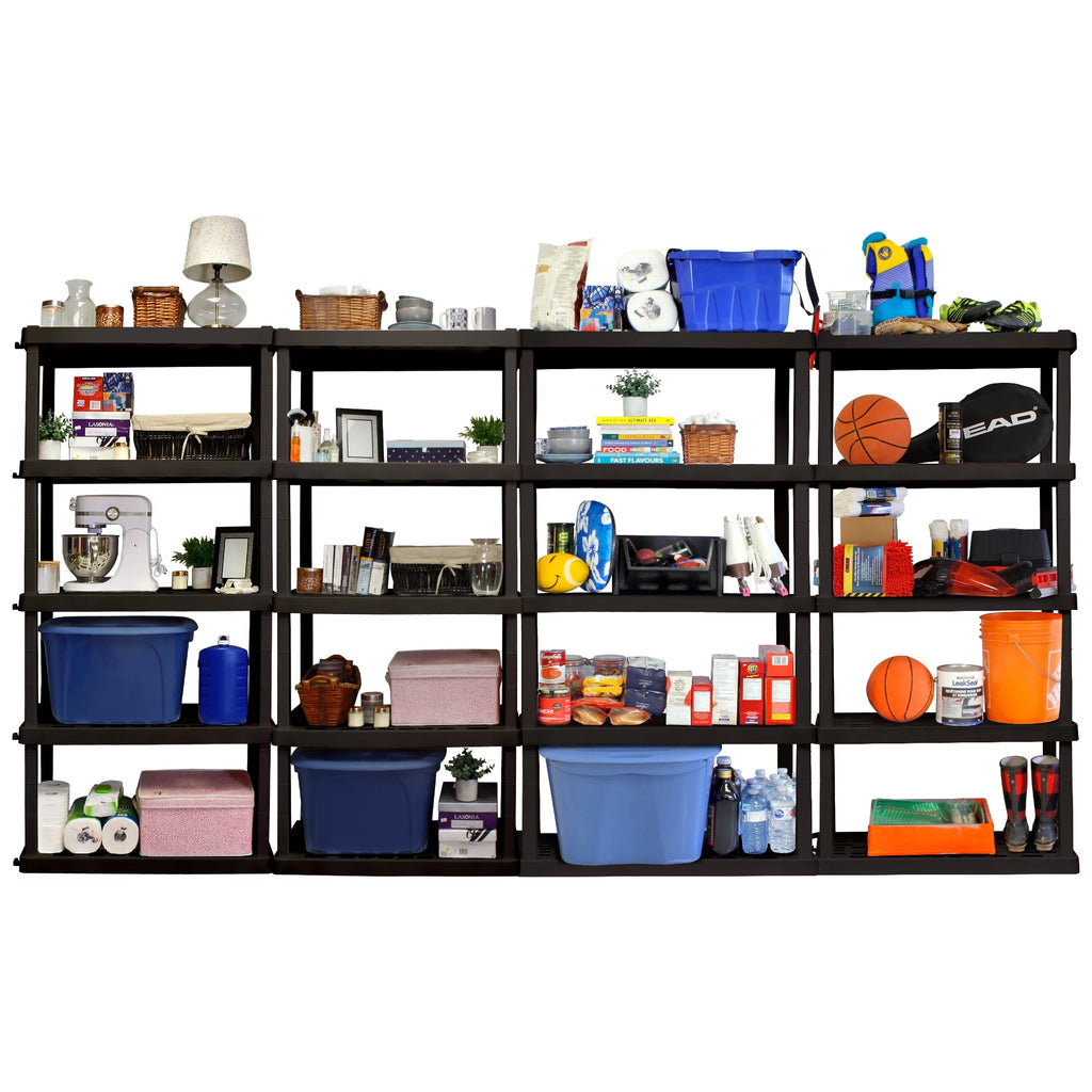 5-Tier Shelving Unit, Black, Pack of 4 G13041