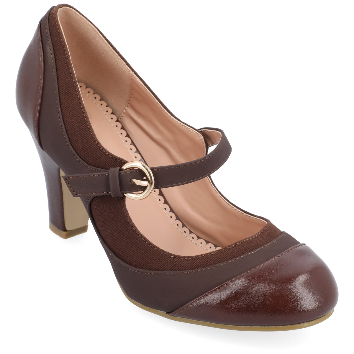Womens Wide Width Round Toe Block Heel Mary Jane Pumps R444