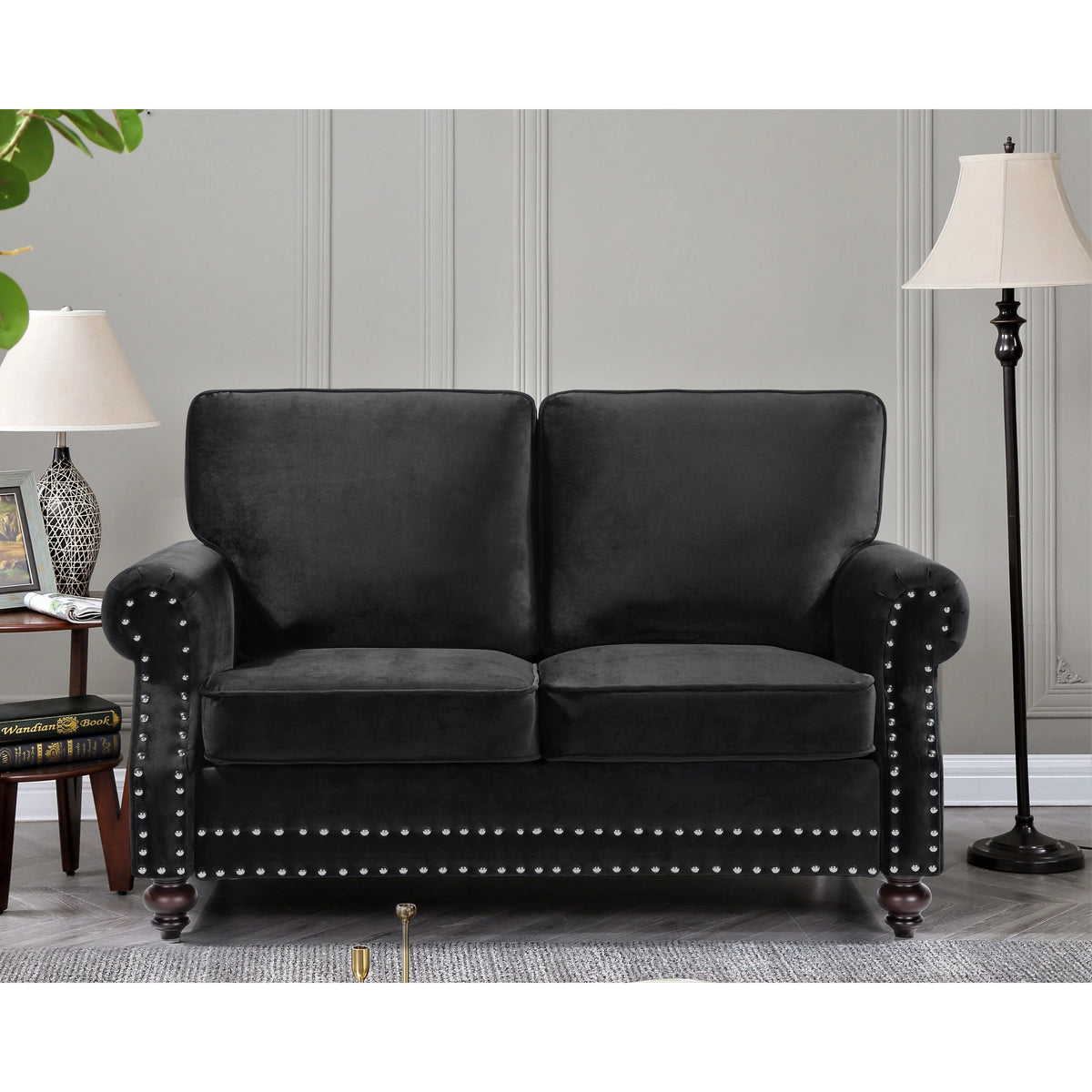 Dark Blue Velvet Loveseat U52730