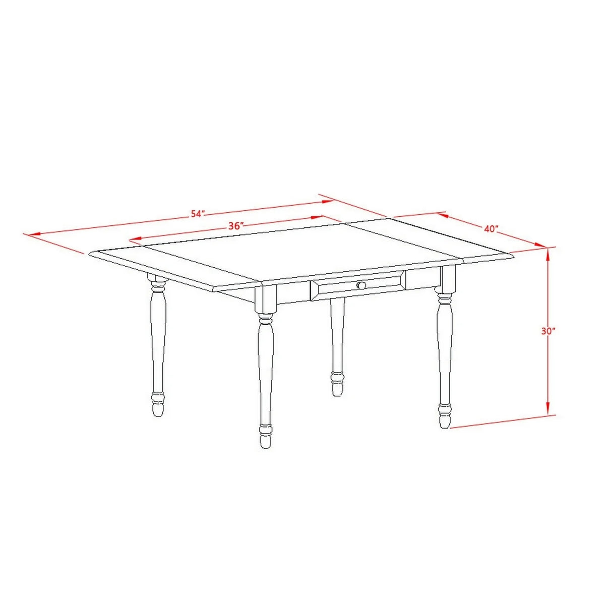 3 Piece Solid Wood Drop Leaf Dining Table Set with 2 Chairs V632