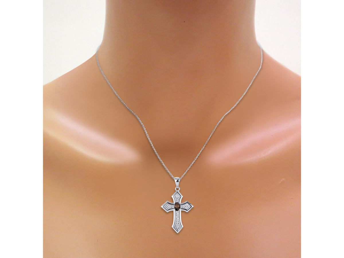 White Gold 14K Cross Necklace with 18" Chain F10364