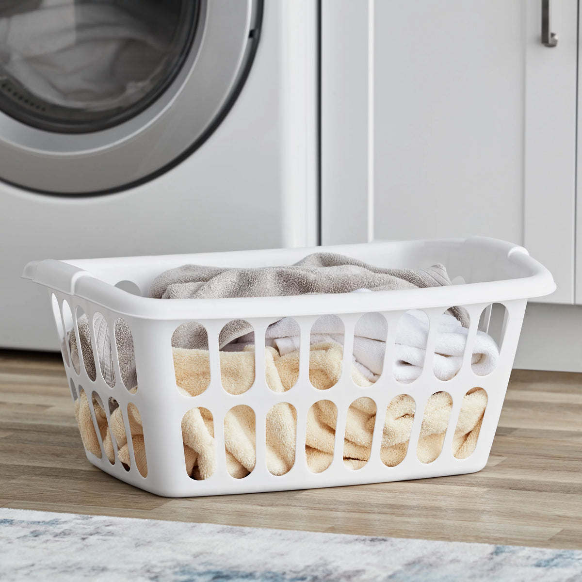 White 6 Pack Rectangular Plastic Laundry Basket J70881