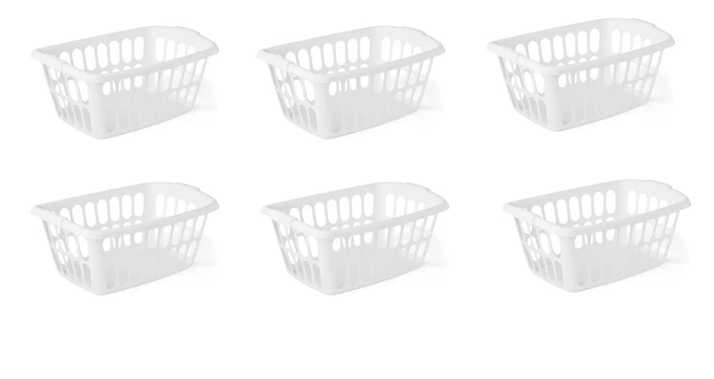 White 6 Pack Rectangular Plastic Laundry Basket J70881