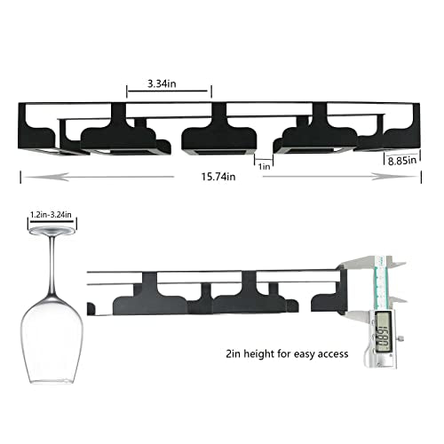 Black 4 Rows 2 Packs Metal Wine Glass Rack C59343