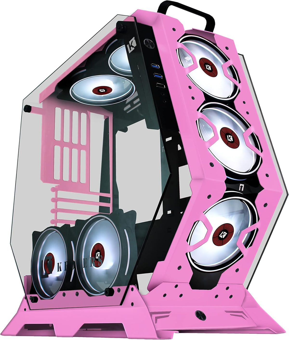 ATX Tower Tempered Glass Gaming PC Case with 7 RGB Fans E2802