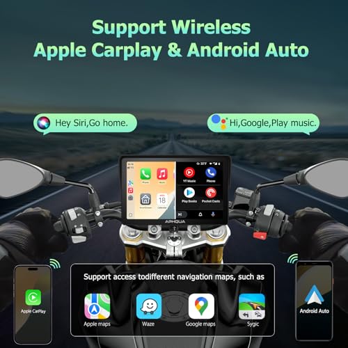 7-Inch Motorcycle GPS Navigation System with Apple CarPlay & Android Auto, Waterproof Touchscreen, Bluetooth, IP67 Waterproof M9855