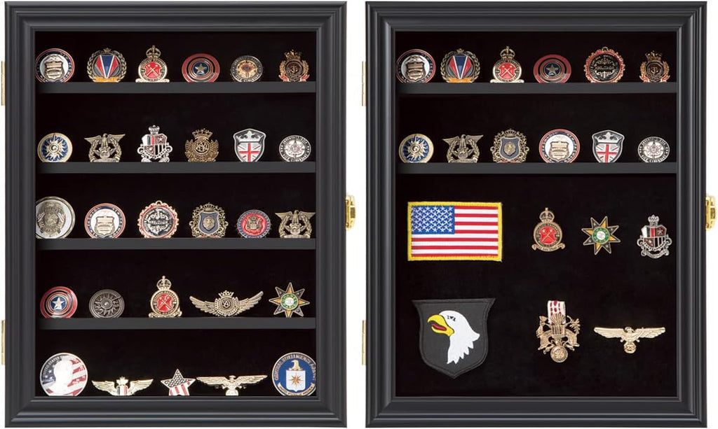 Black Shadow Box with Removable Shelves and Pinnable Background I2629