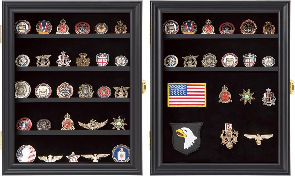Black Shadow Box with Removable Shelves and Pinnable Background I2629