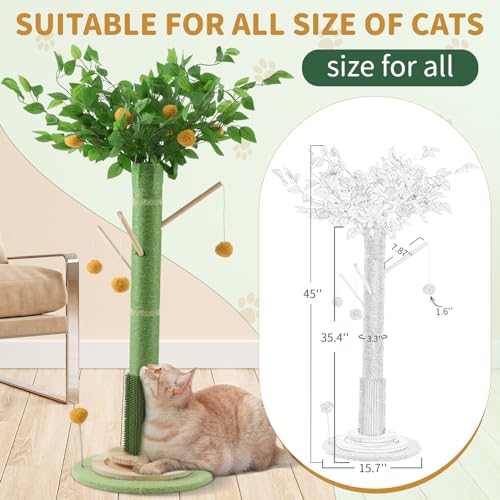 45 Inch Tall Cat Scratching Post with Sisal Rope Q8396