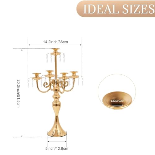 20" Tall 5 Arm Crystal Candelabra Candle Holder (Black) Z516