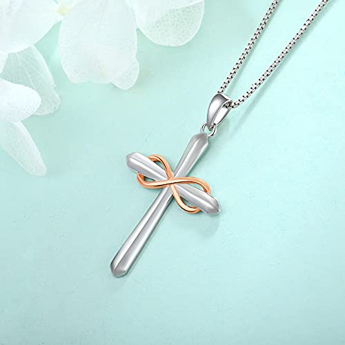 925 Sterling Silver Polished Cross Pendant Necklace Z15626