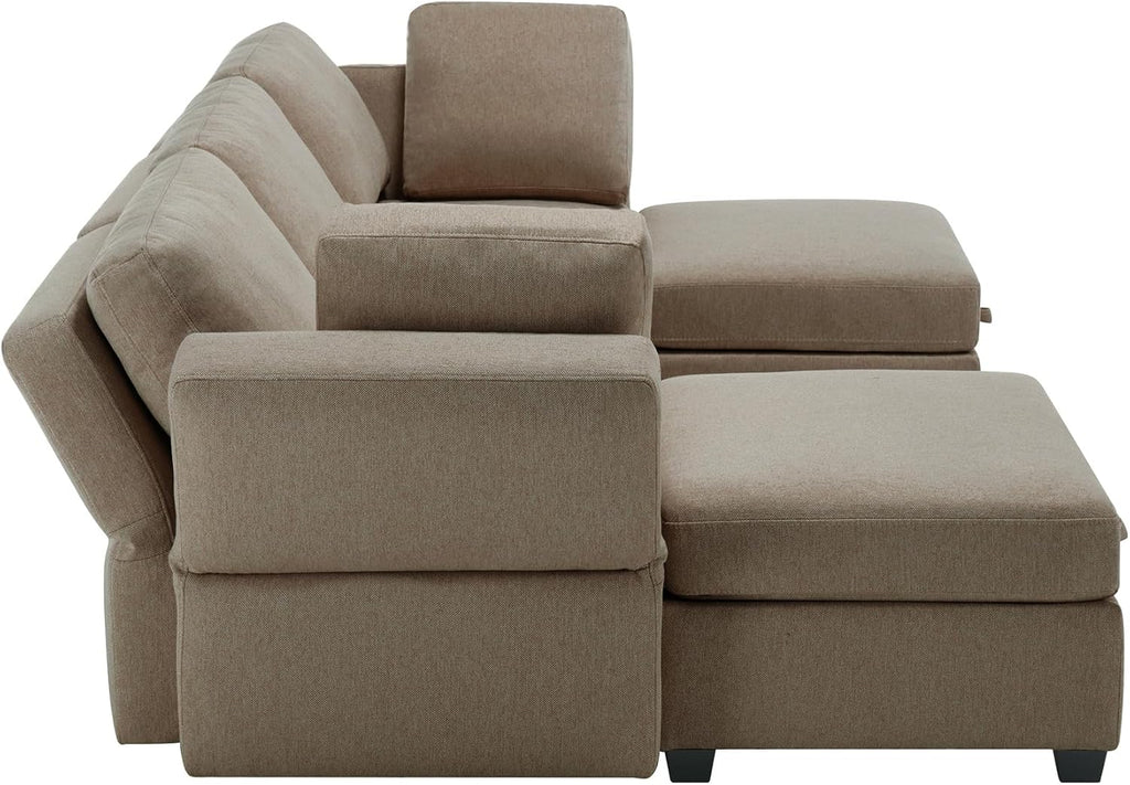 Brown Reversible Modular Sectional Sofa with Chaise and Storage G74445