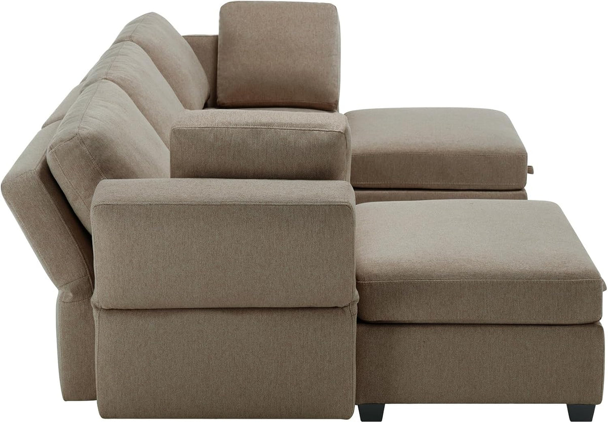Brown Reversible Modular Sectional Sofa with Chaise and Storage G74445