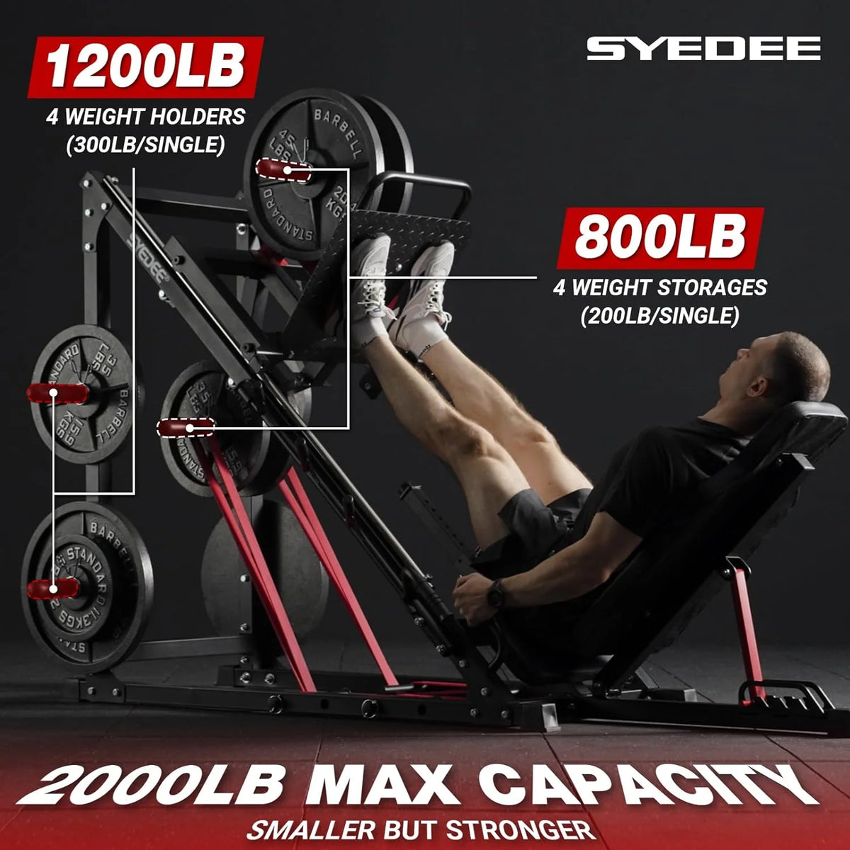 Leg Press Machine with Calf Block, 1500LBS Weight Capacity Adjustable Leg Machine G31777