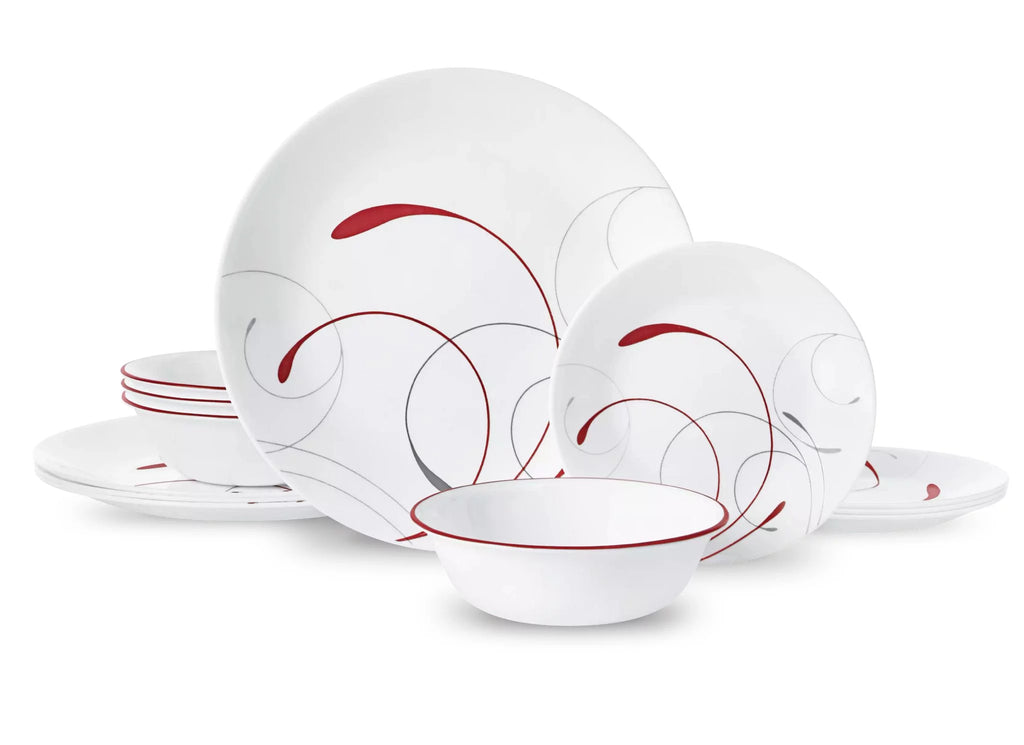 White and Red 12-Piece Dinnerware Set N8706