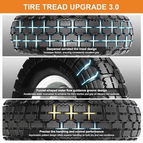 10 Inch 2 Pack Solid Rubber Flat Free Tire and Dolly Wheel with 5/8" Axle H5775