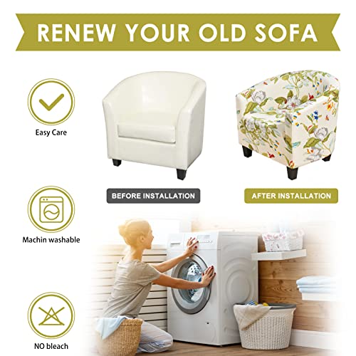 White Geometric Stretch Club Chair Slipcover M191