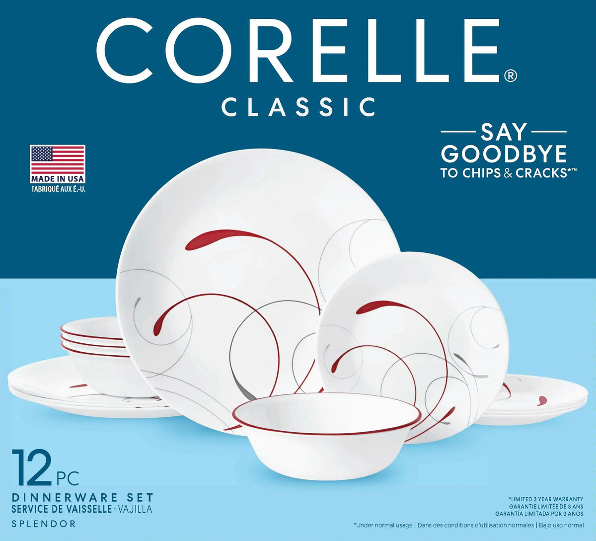 White and Red 12-Piece Dinnerware Set N8706