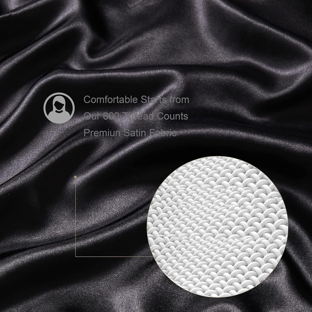 Black Cooling Satin Throw Blanket (90'' x 90'') B4640