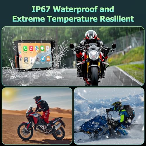 7-Inch Motorcycle GPS Navigation System with Apple CarPlay & Android Auto, Waterproof Touchscreen, Bluetooth, IP67 Waterproof M9855