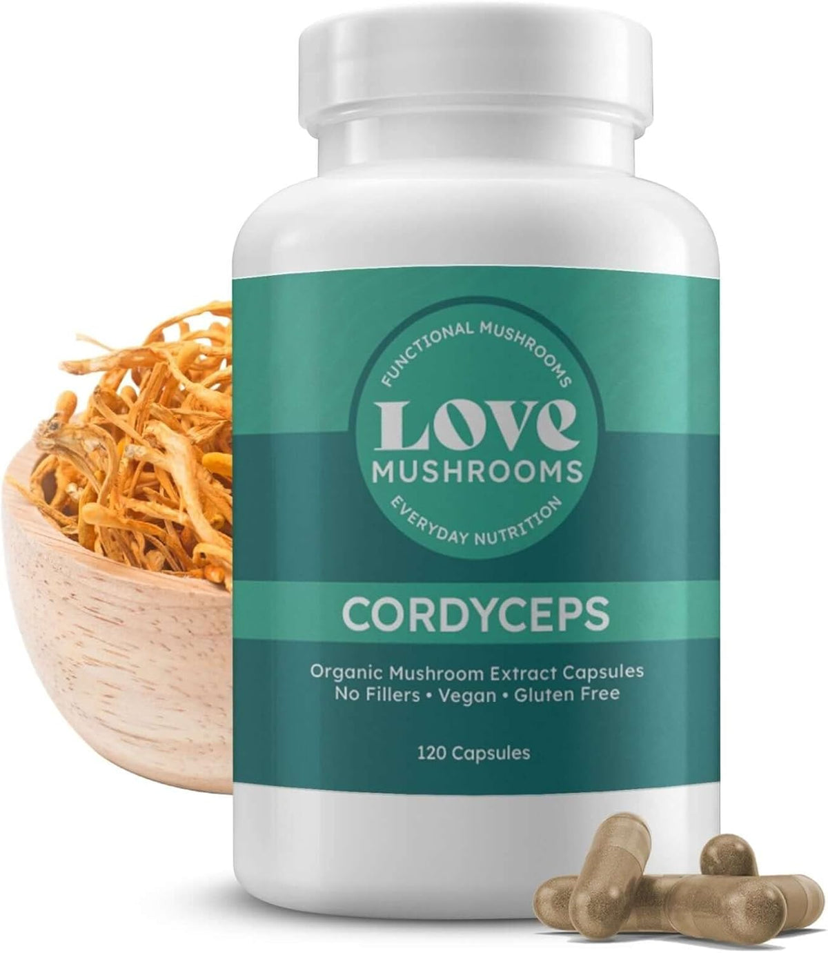 Organic Cordyceps Mushroom Extract Capsules, 120 Count W456