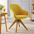 Yellow Fabric Arm Chair with Wood Legs Y8234