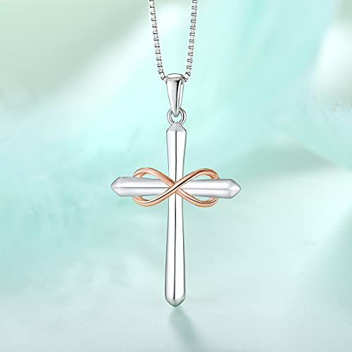925 Sterling Silver Polished Cross Pendant Necklace Z15626