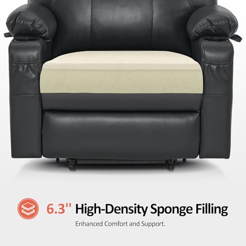Power Lift Recliner Chair with Heat and Massage, Faux Leather (Black, Medium) Y8668