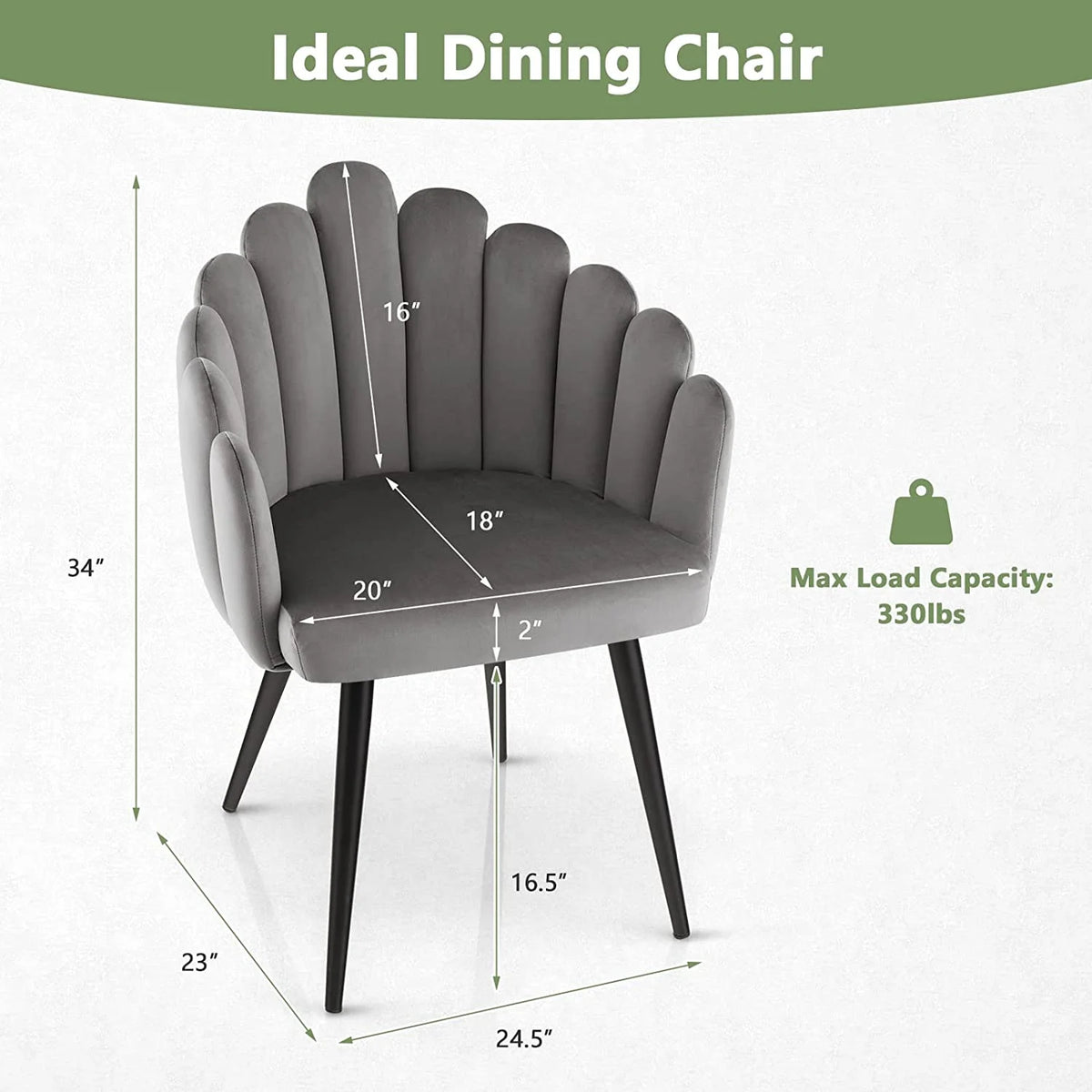 Gray Velvet Accent Dining Chair E265