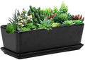 10 Inch White Ceramic Rectangular Planter with Removable Saucer V678