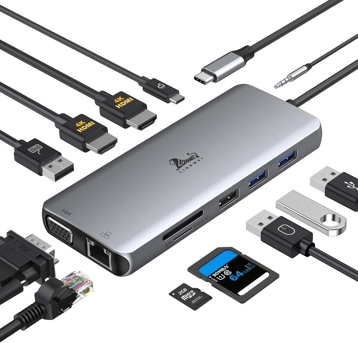 12-in-1 Triple Display USB C Docking Station with Dual 4K HDMI N806961