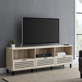 Modern Wood TV Stand with Slat Doors, 58 Inch, Dark Walnut T78447