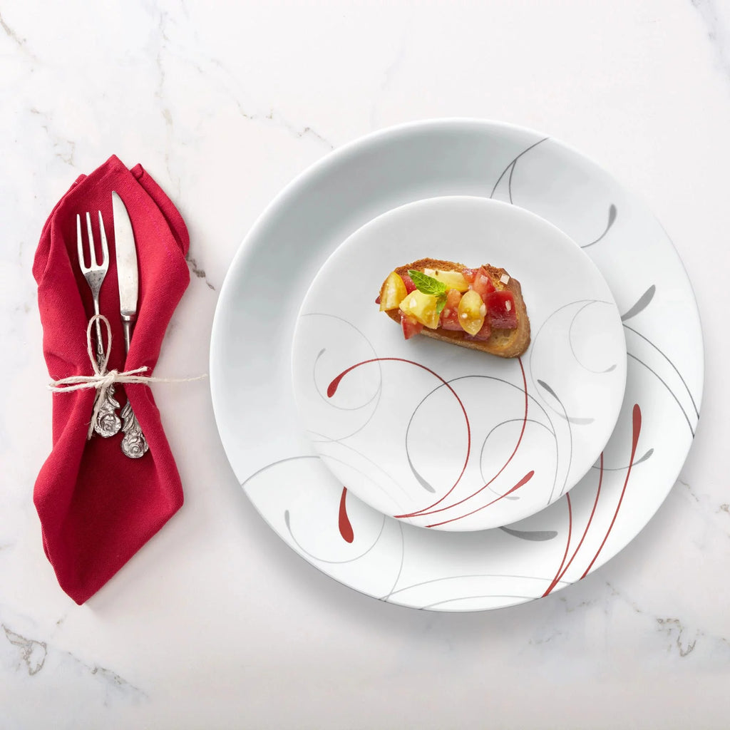 White and Red 12-Piece Dinnerware Set N8706