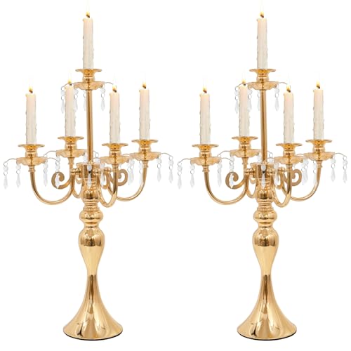 20" Tall 5 Arm Crystal Candelabra Candle Holder (Black) Z516