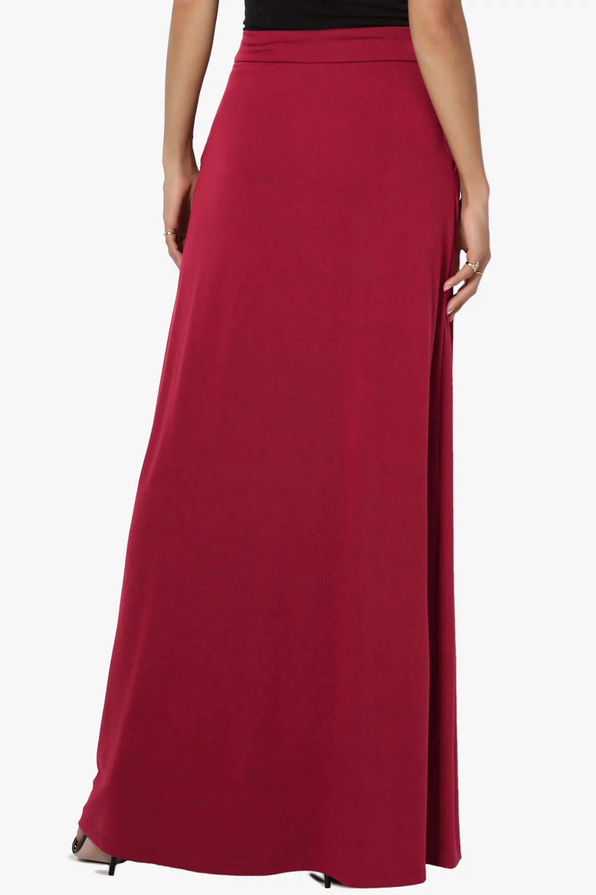 Women's PLUS Drawstring Waist Pocket Drapey Jersey A-Line Long Maxi Skirt A4455