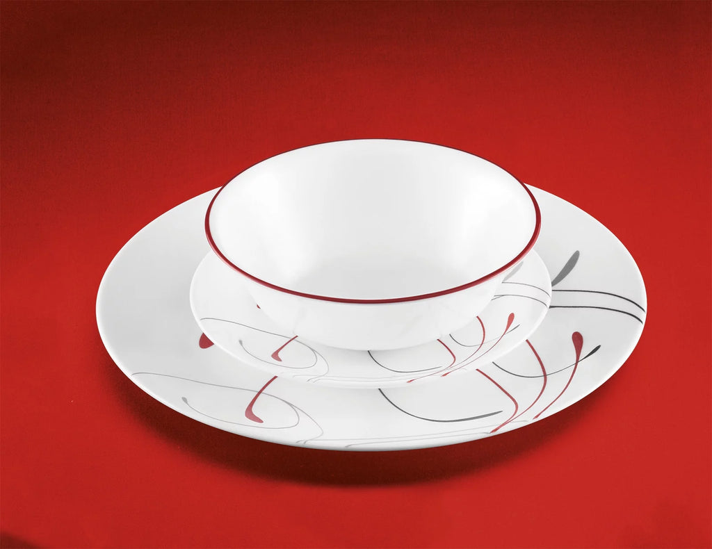 White and Red 12-Piece Dinnerware Set N8706