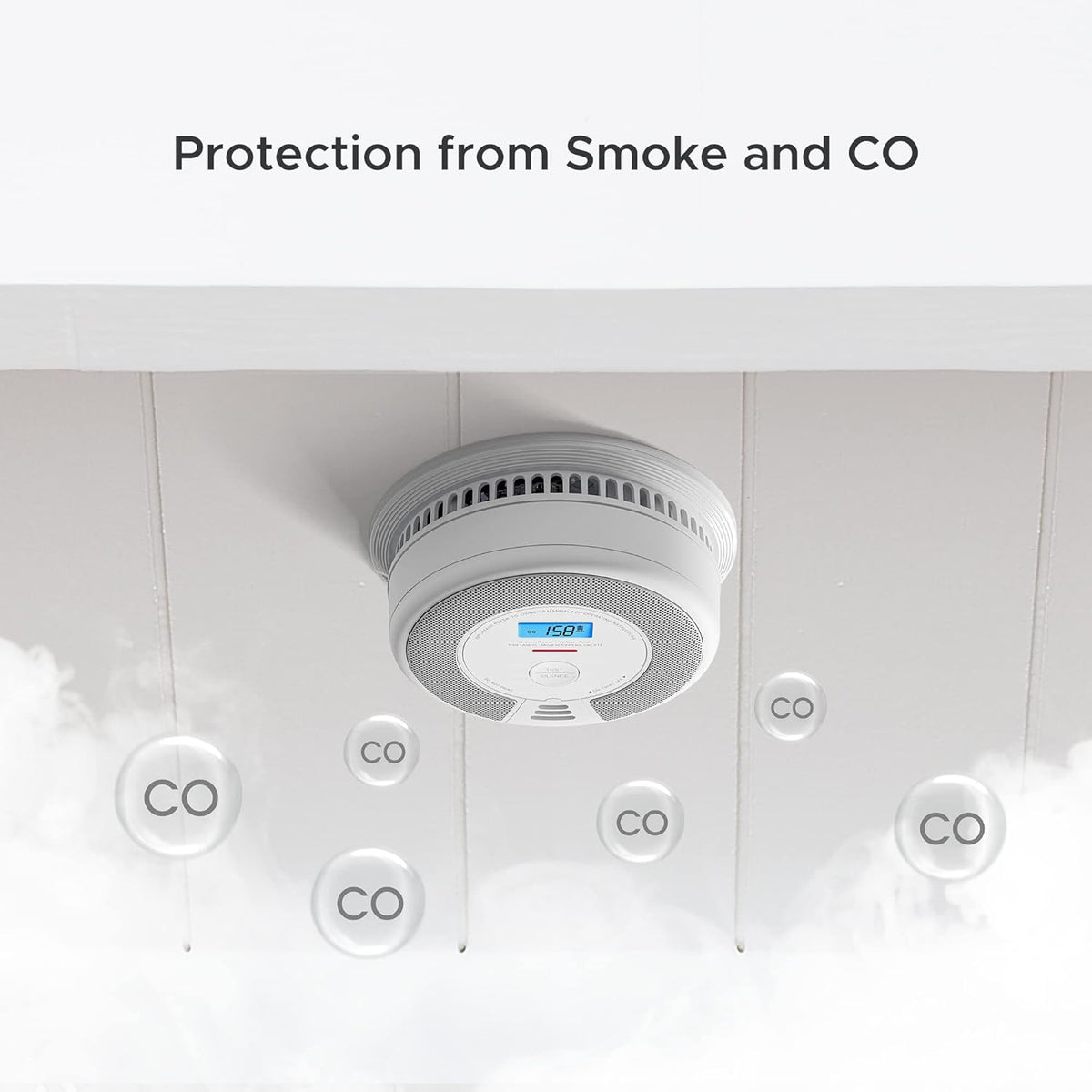 Wireless Interconnected Combination Smoke and Carbon Monoxide Detector with LCD Display, Pack of 6 P5738