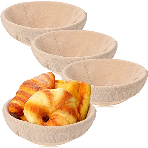 10 Pieces Banneton Bread Proofing Basket Round with Liners and Scrapers (8.5 Inch) M2513