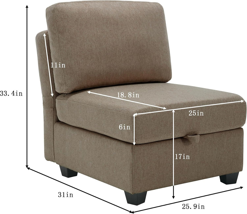 Brown Reversible Modular Sectional Sofa with Chaise and Storage G74445