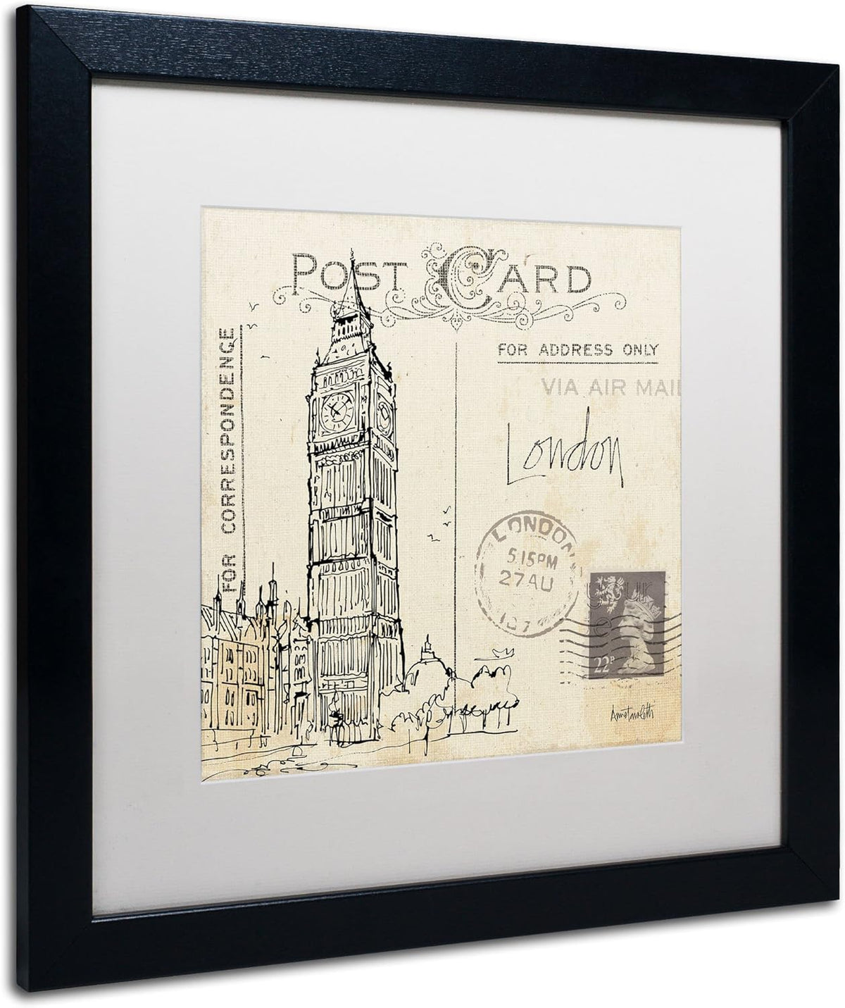 White Matte and Black Frame Artwork, 16 by 16-Inch D80018