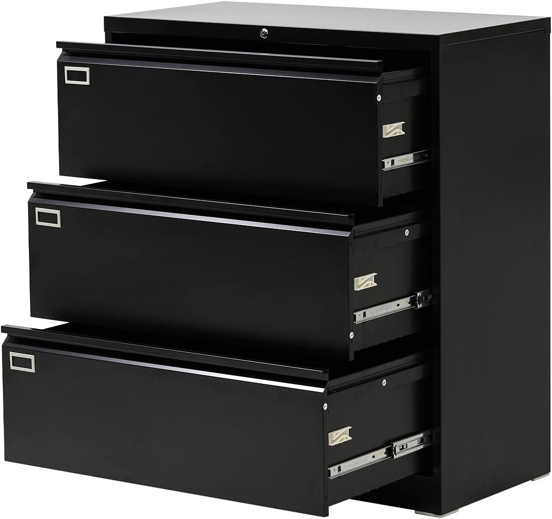 White 4 Drawer Metal Lateral File Cabinet with Lock P95860