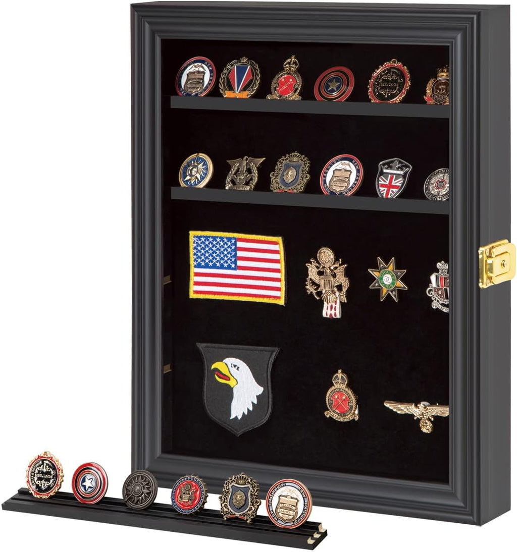 Black Shadow Box with Removable Shelves and Pinnable Background I2629
