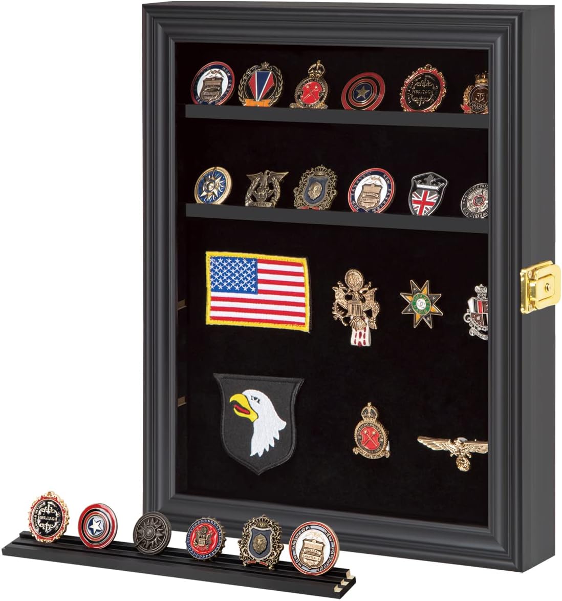 Black Shadow Box with Removable Shelves and Pinnable Background I2629
