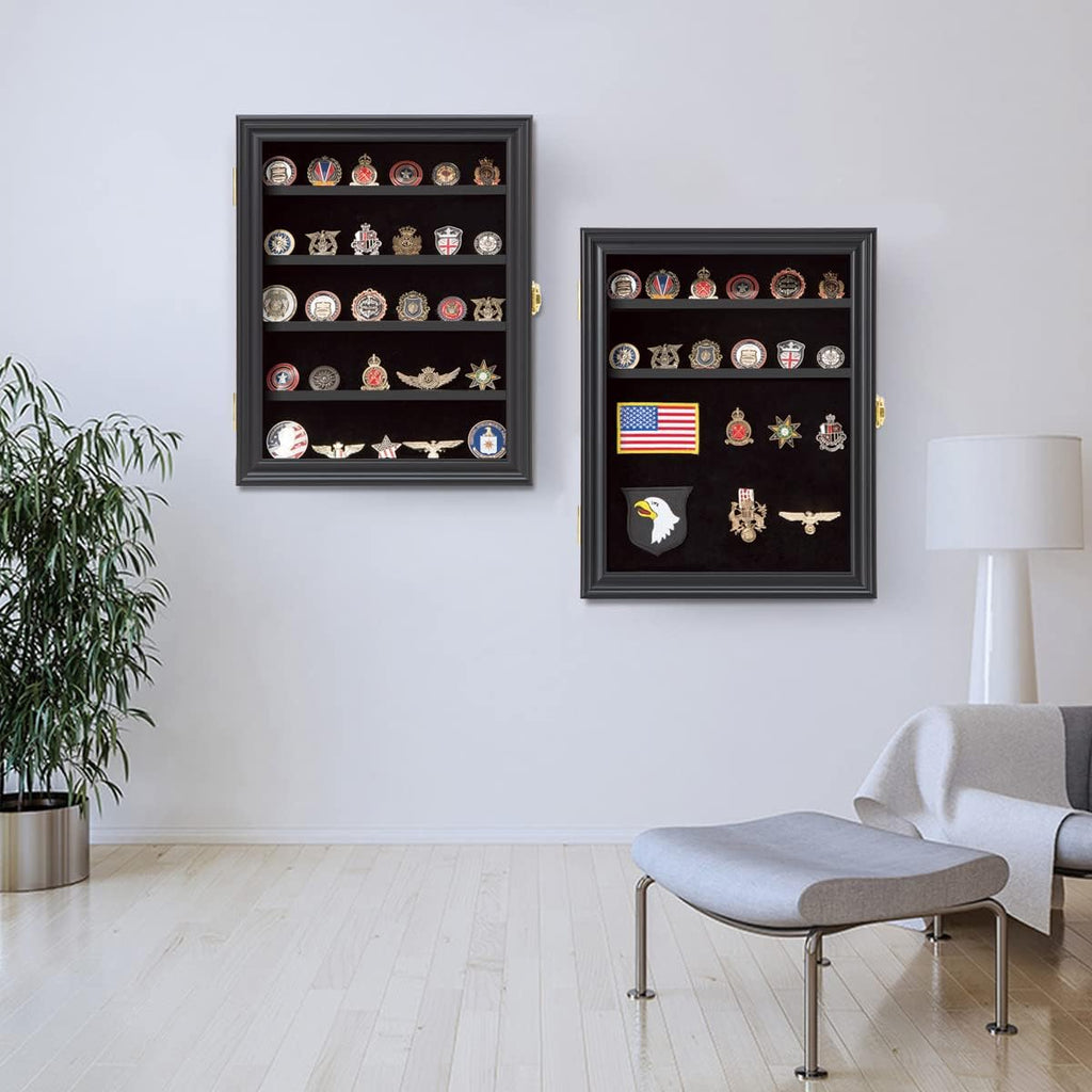 Black Shadow Box with Removable Shelves and Pinnable Background I2629