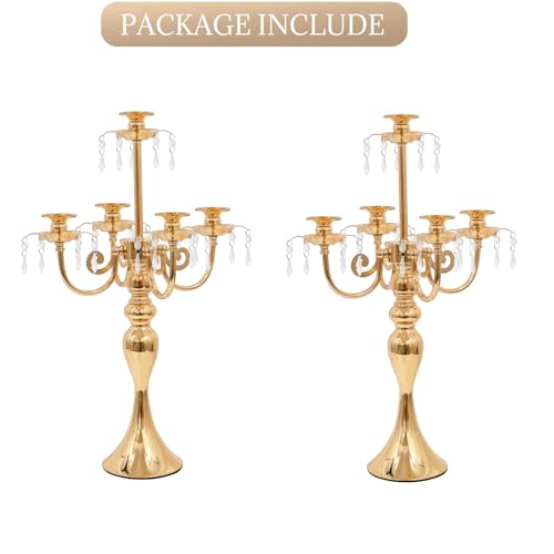 20" Tall 5 Arm Crystal Candelabra Candle Holder (Black) Z516