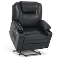 Power Lift Recliner Chair with Heat and Massage, Faux Leather (Black, Medium) Y8668