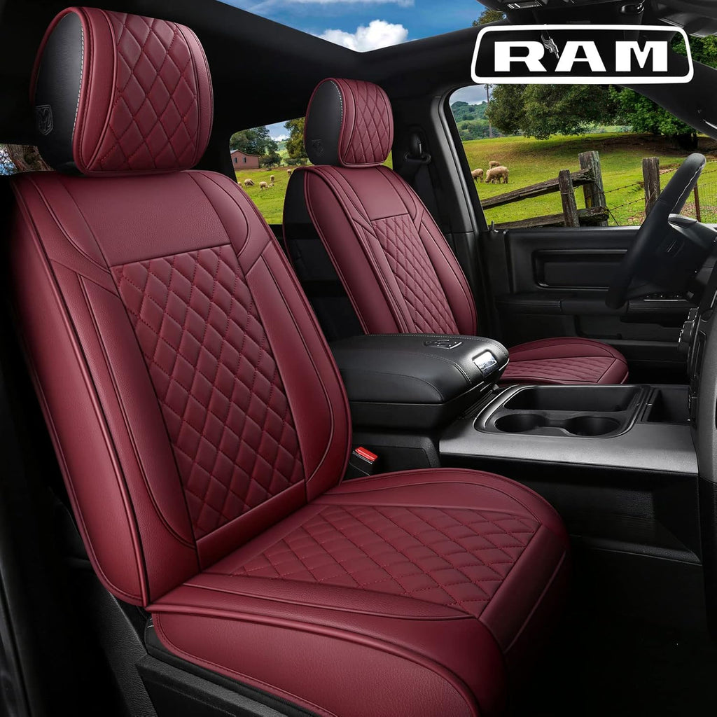 Black Leather Truck Seat Covers Full Set O20585